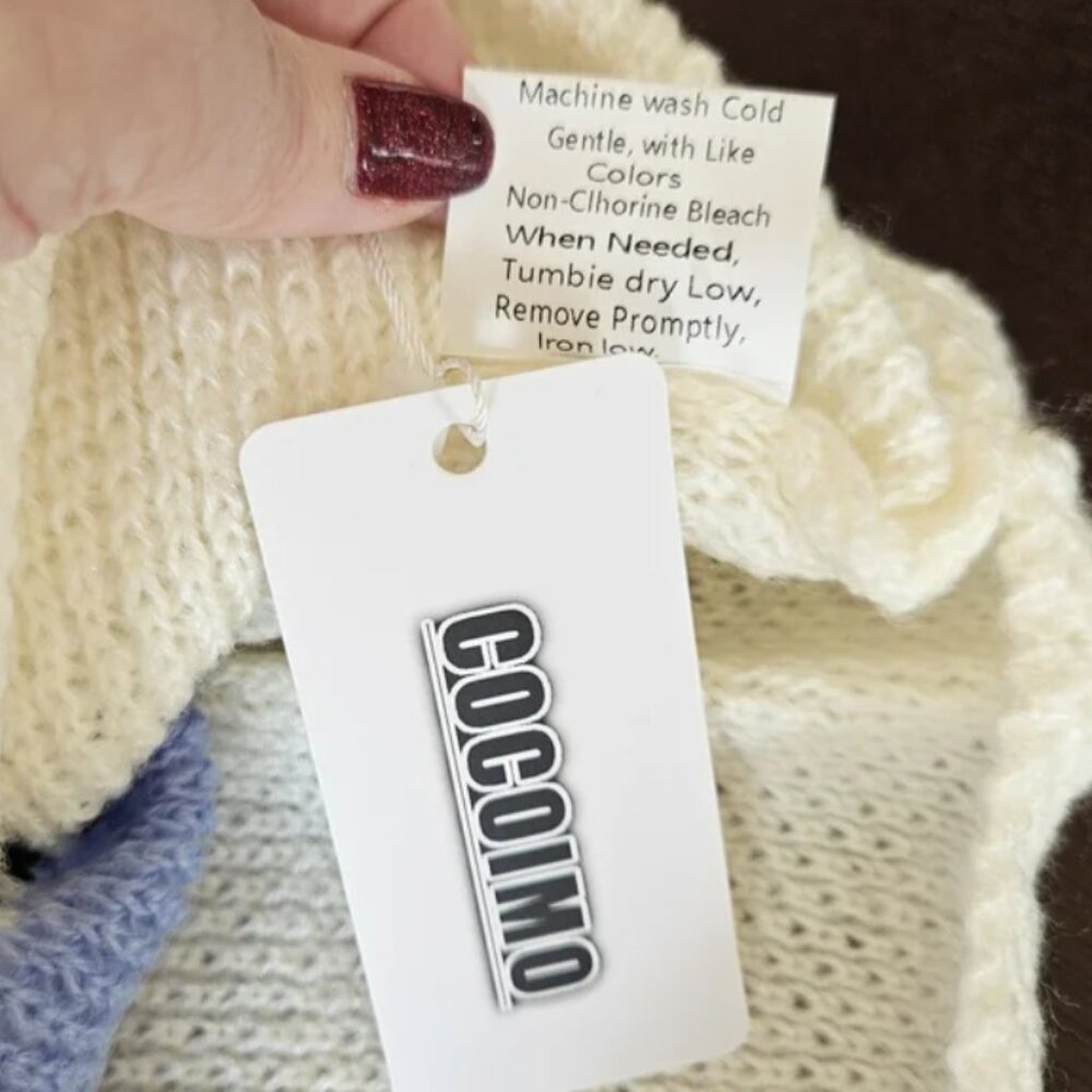 [NWT] COCOIMO Boatneck Colorblock Drop Shoulder Sweater - Picture 7 of 8